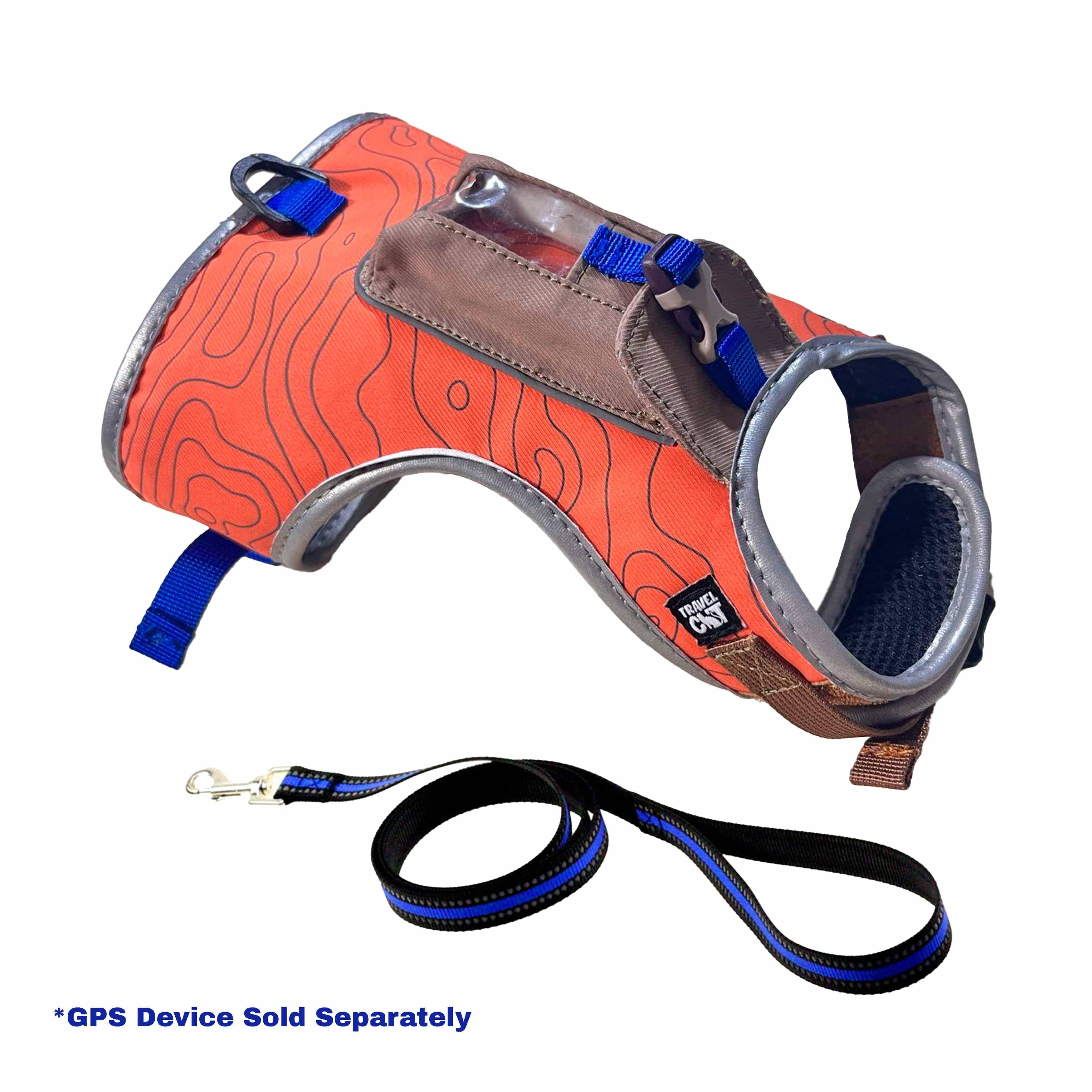 Travel Cat | Your Cat Backpack - "The Pathfinder" Cat Harness with GPS Tracker Pocket - Power: Orange Sunset / L